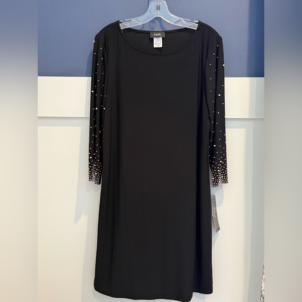 MSK Black Dress with Embellished Sleeves Size XL